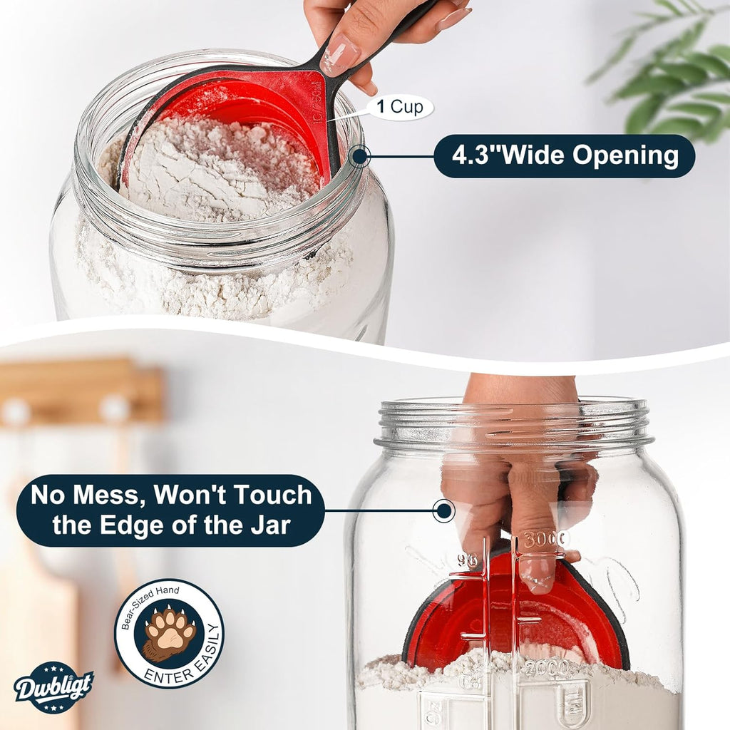 1 Gallon Glass Jar with Airtight Lid, Large Mason Jar Wide Mouth for Flour Sugar Food Storage Containers with Scale Mark(1 PCS), Canning Jars for Sun Tea, Kombucha, Cookie, Pickle, Fermenting