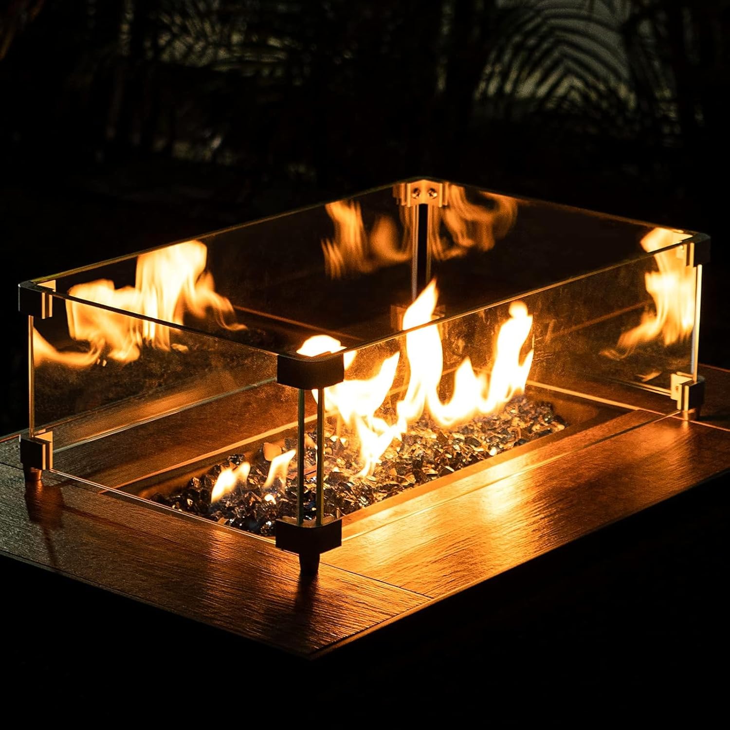 10 lbs Fire Glass for Propane Fire Pit, 1/2 Inch Fire Pit Glass Rocks for Gas Fireplace, Reflective Glass Rocks for Fire Pit Table, Cobalt Blue