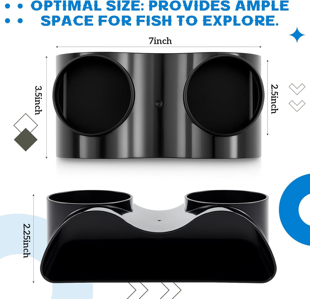 1 Pcs Aquarium Underground Tunnel Cave with Natural Curve Two Hole Fish Tank Hideout Decor Decoration for Loaches, Corydora Catfish, Bettas, Pleco and Shrimps