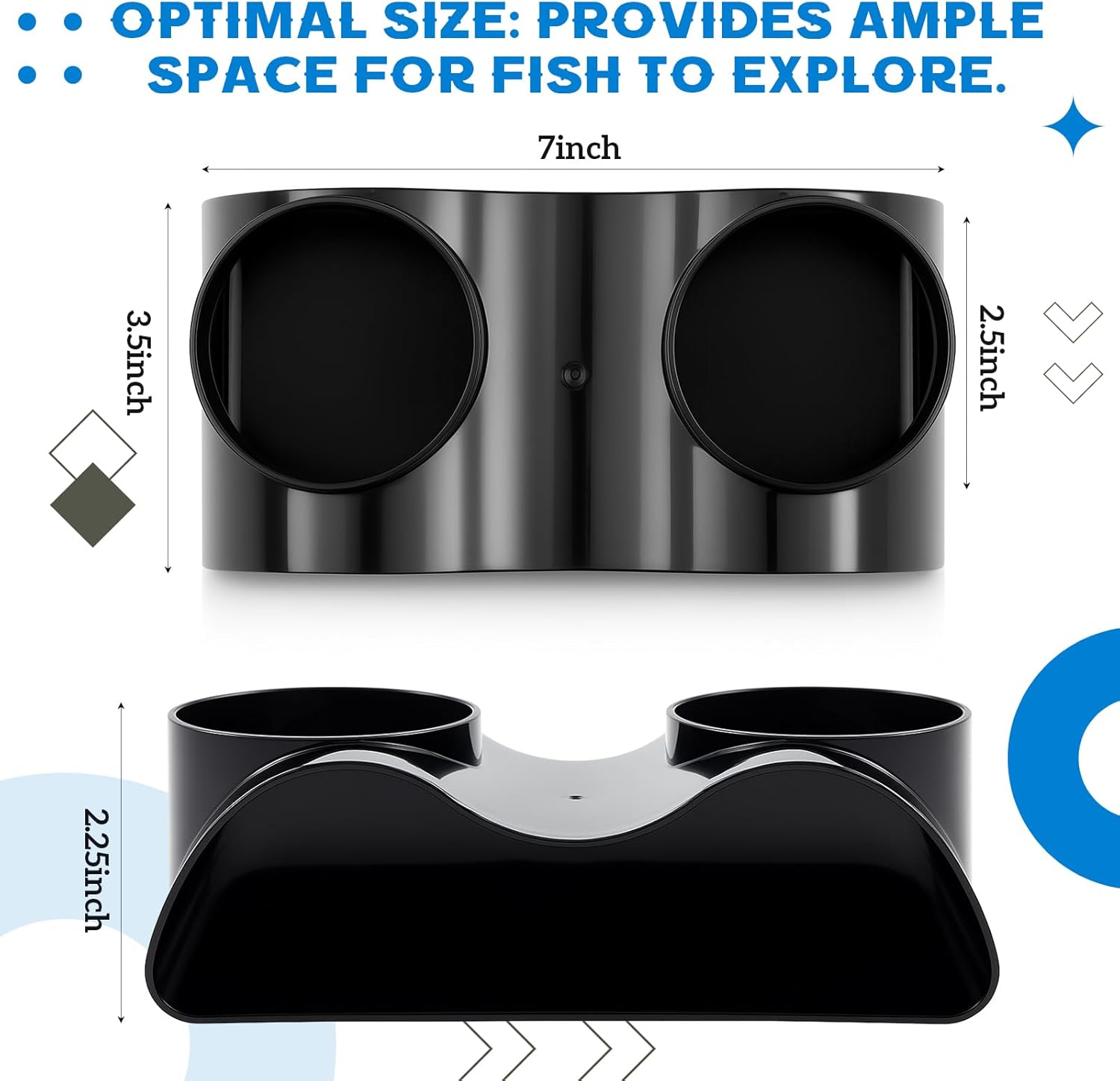 1 Pcs Aquarium Underground Tunnel Cave with Natural Curve Two Hole Fish Tank Hideout Decor Decoration for Loaches, Corydora Catfish, Bettas, Pleco and Shrimps