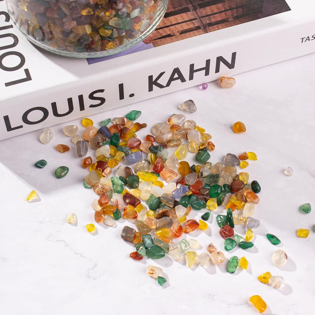 0.5 Lb/230g Colorful Agate Aquarium Fish Tank Gravel Rocks, Crushed Stone Crystal Chips Bulk Natural Gemstones Pebbles Irregular for Aquarium, Vase Fillers, Succulent Plants Decor
