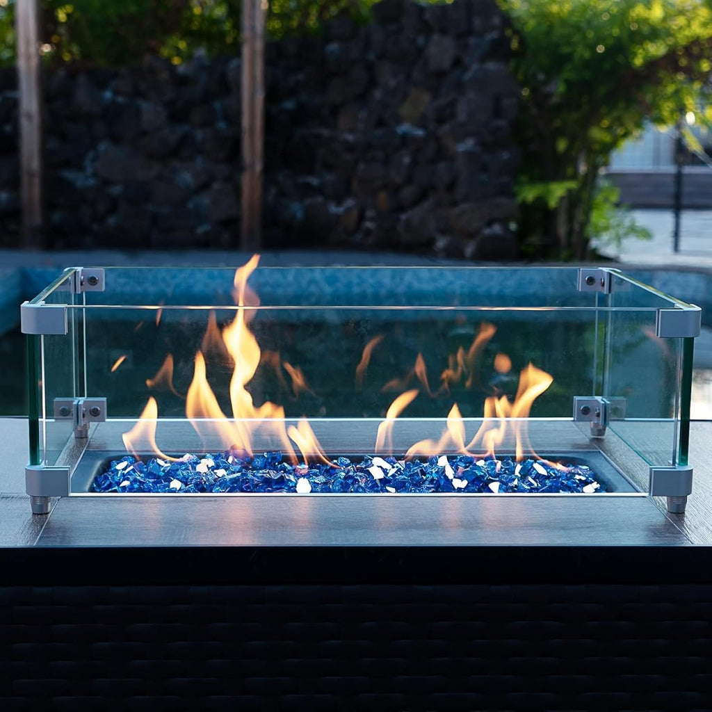 10 lbs Fire Glass for Propane Fire Pit, 1/2 Inch Fire Pit Glass Rocks for Gas Fireplace, Reflective Glass Rocks for Fire Pit Table, Cobalt Blue