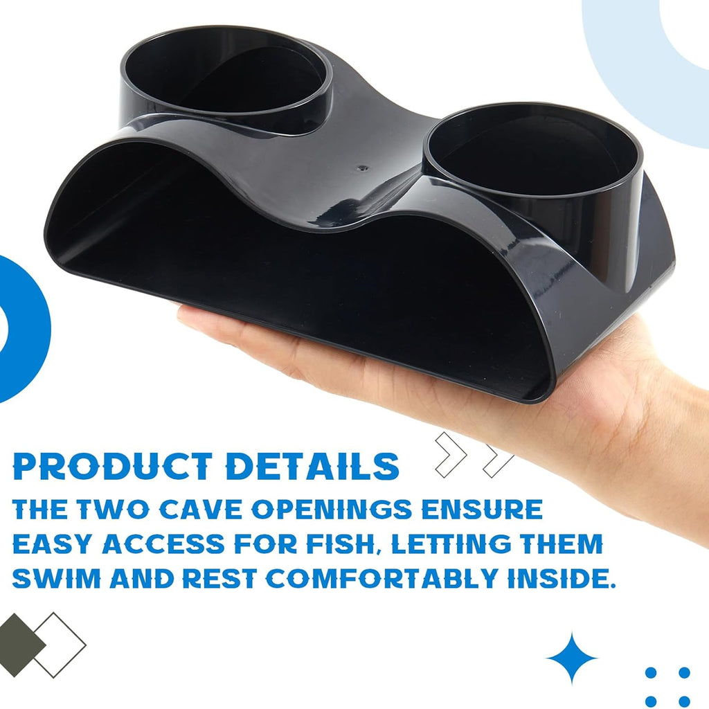 1 Pcs Aquarium Underground Tunnel Cave with Natural Curve Two Hole Fish Tank Hideout Decor Decoration for Loaches, Corydora Catfish, Bettas, Pleco and Shrimps