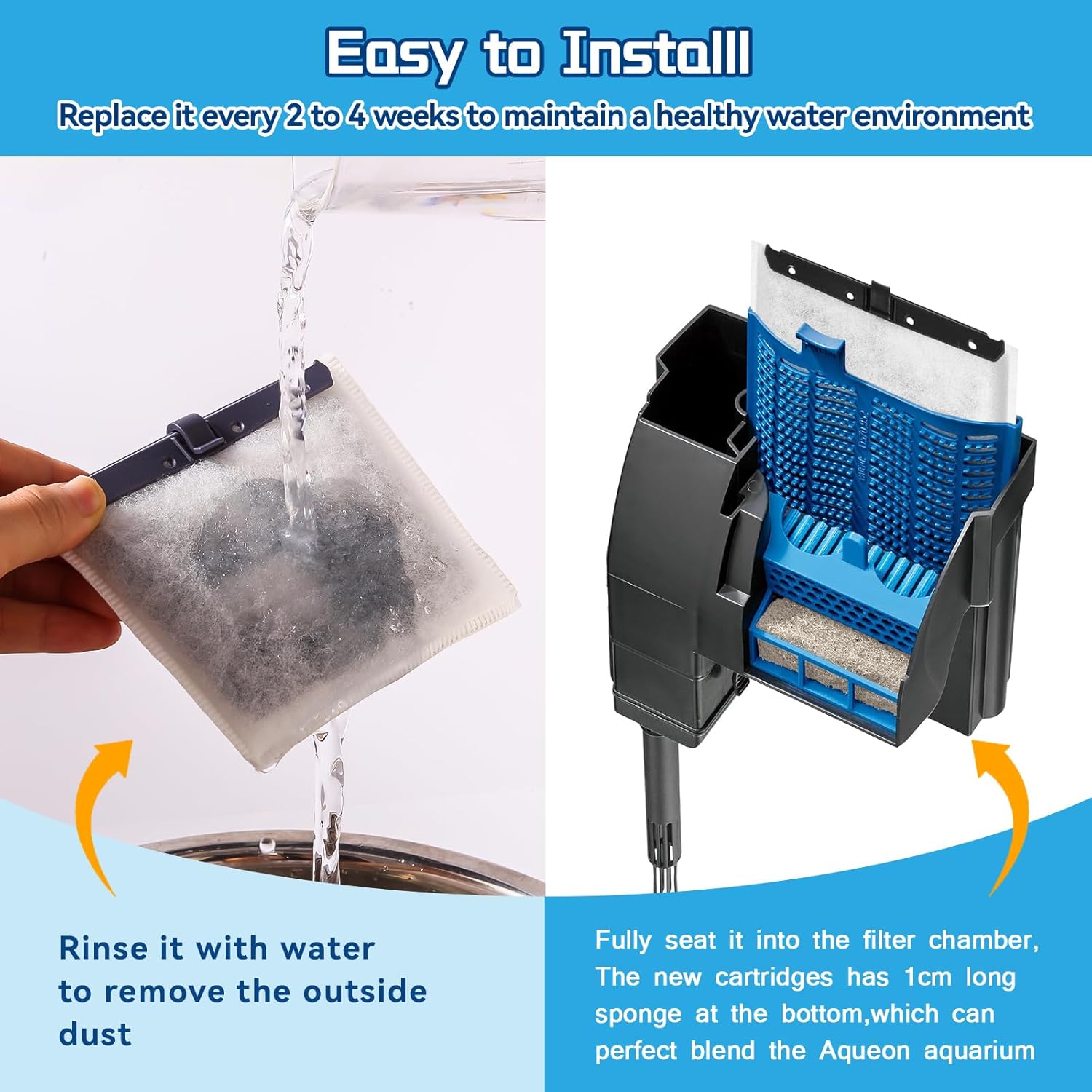 10 Pack Medium Aquarium Filter Cartridges for Aqueon QuietFlow LED PRO Power Filter Size 10 & E Internal Power Filter Size 20