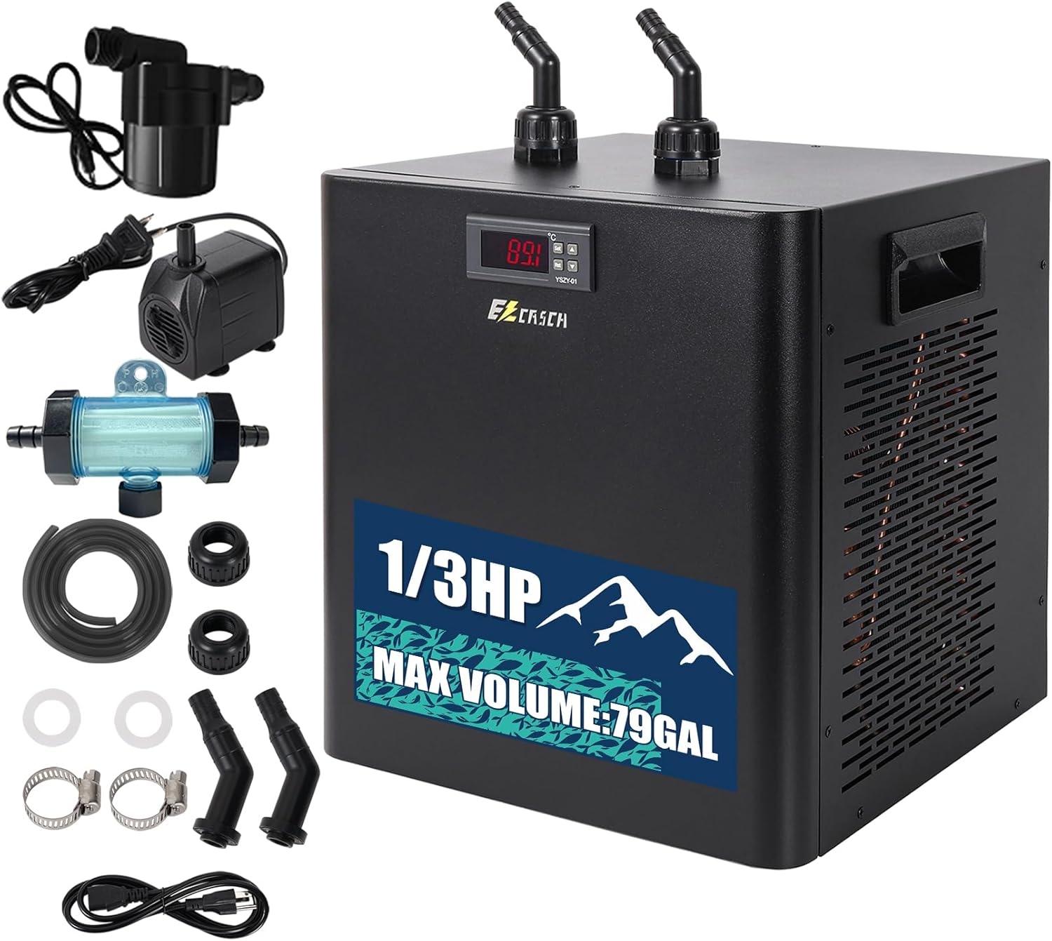 Ice Bath Water Chiller 1/3HP 79gal for Ice Bath Tubs Universal Chiller for Ice Bath with 2 Pumps and Filter Recovery Chiller for Ice Bath and Cold Plunges for Home and Outdoors Use