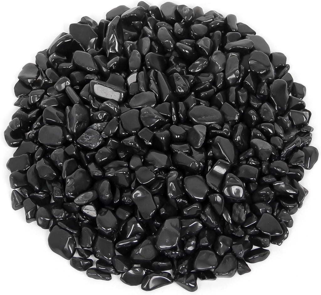 1.1lb Natural Crushed Obsidian Crystal Tumbled Chips-Healing Crystals Chips Bulk, Crushed Crystal Gemstones for Crafts, Beautiful Package for Gift (Obsidian)