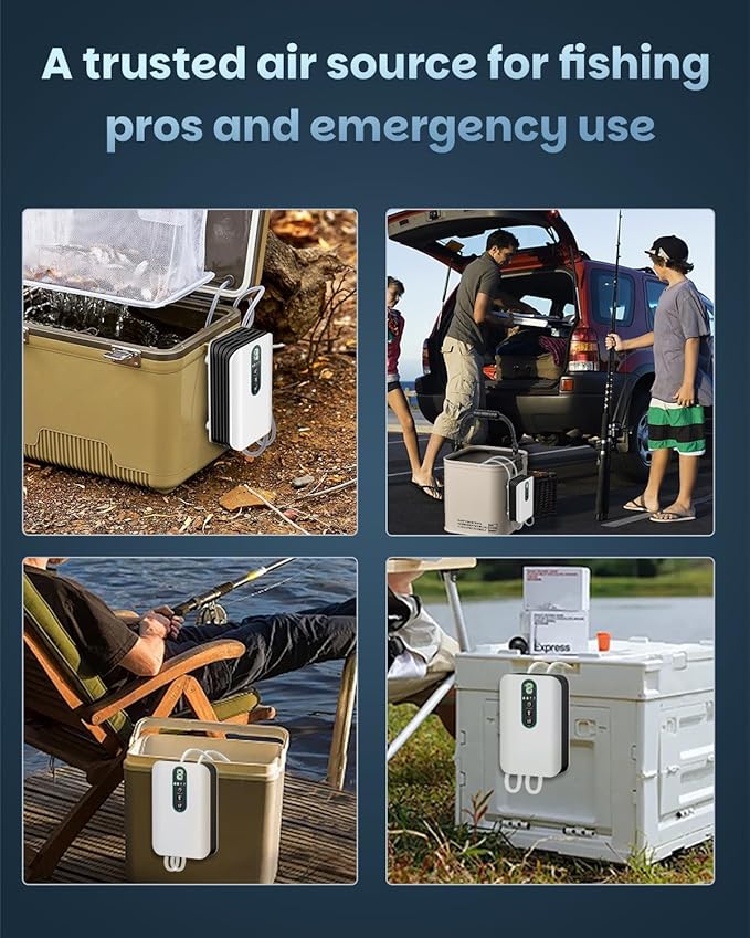 Pawfly USB Rechargeable Bait Aerator for Fishing, Portable Oxygen Pump for 5 to 100 Gallon Buckets, Livewells and Minnow Tanks