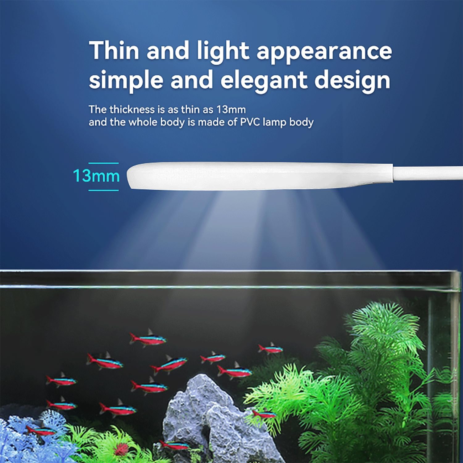 0.5-5 Gallon Fish Tank Clip On Aquarium Light with White Blue Red LEDs Small Aquarium Light,Full Spectrum Fish Tank Light with USB Port and 360 Degrees Flexible Rotate