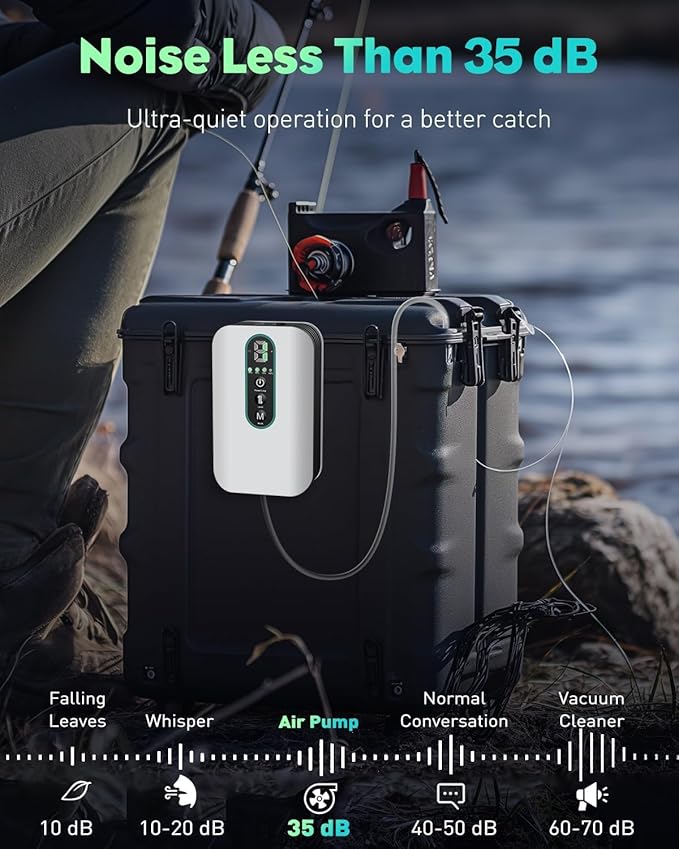 Pawfly USB Rechargeable Bait Aerator for Fishing, Portable Oxygen Pump for 5 to 100 Gallon Buckets, Livewells and Minnow Tanks