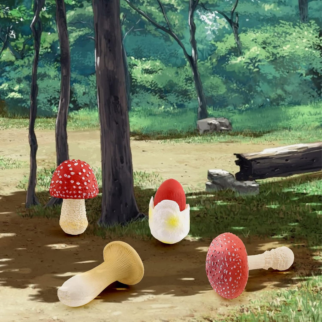 1.5Inch Mushroom Toy Set Fantastic Fungi Figure 4PCS Realistic Life Cycle of Mushroom Decor for Diorama Projects Kids Birthday Gift Learning Toy