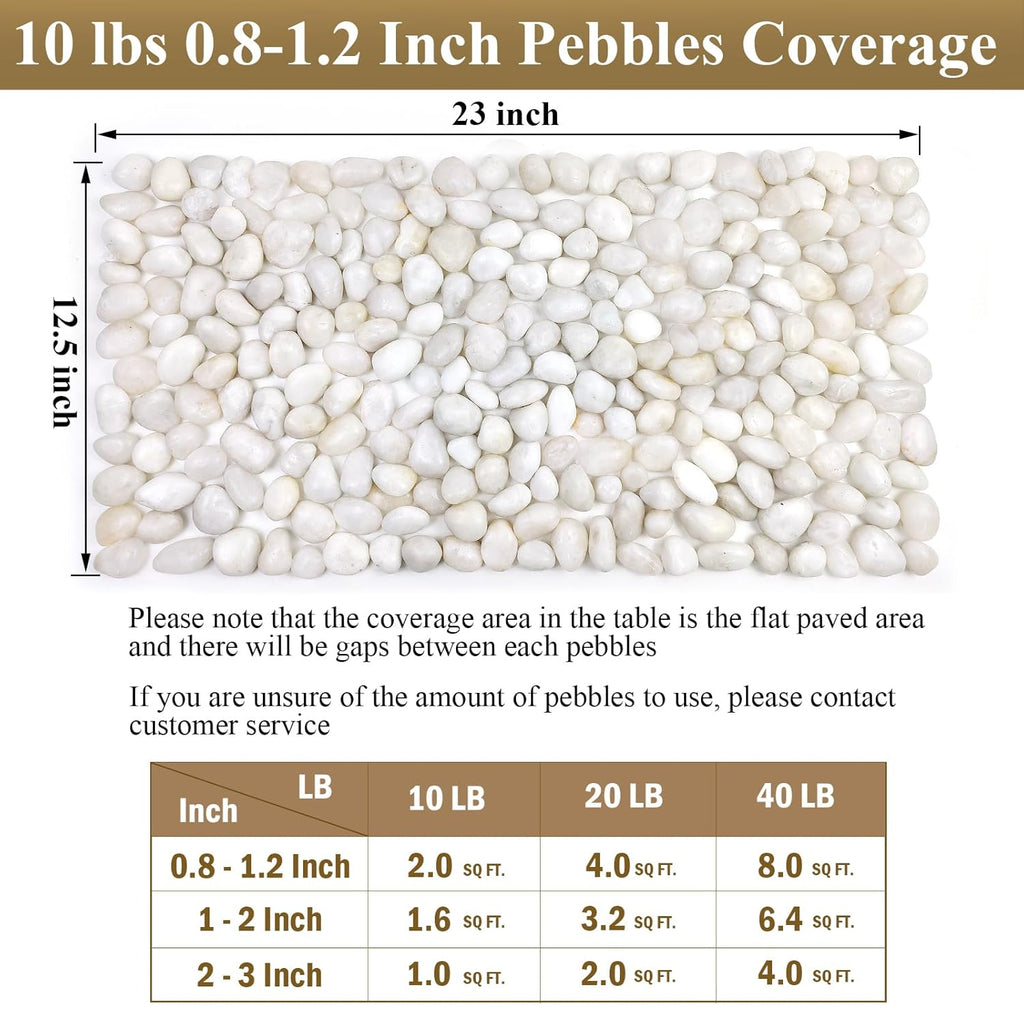 10 lbs White Pebbles for Indoor Plants, 0.8-1.2 Inch Small White River Rocks Stones for Planters, Vases, Fish Tank, Garden, Landscaping, Top Dressing and Bottem Drainage