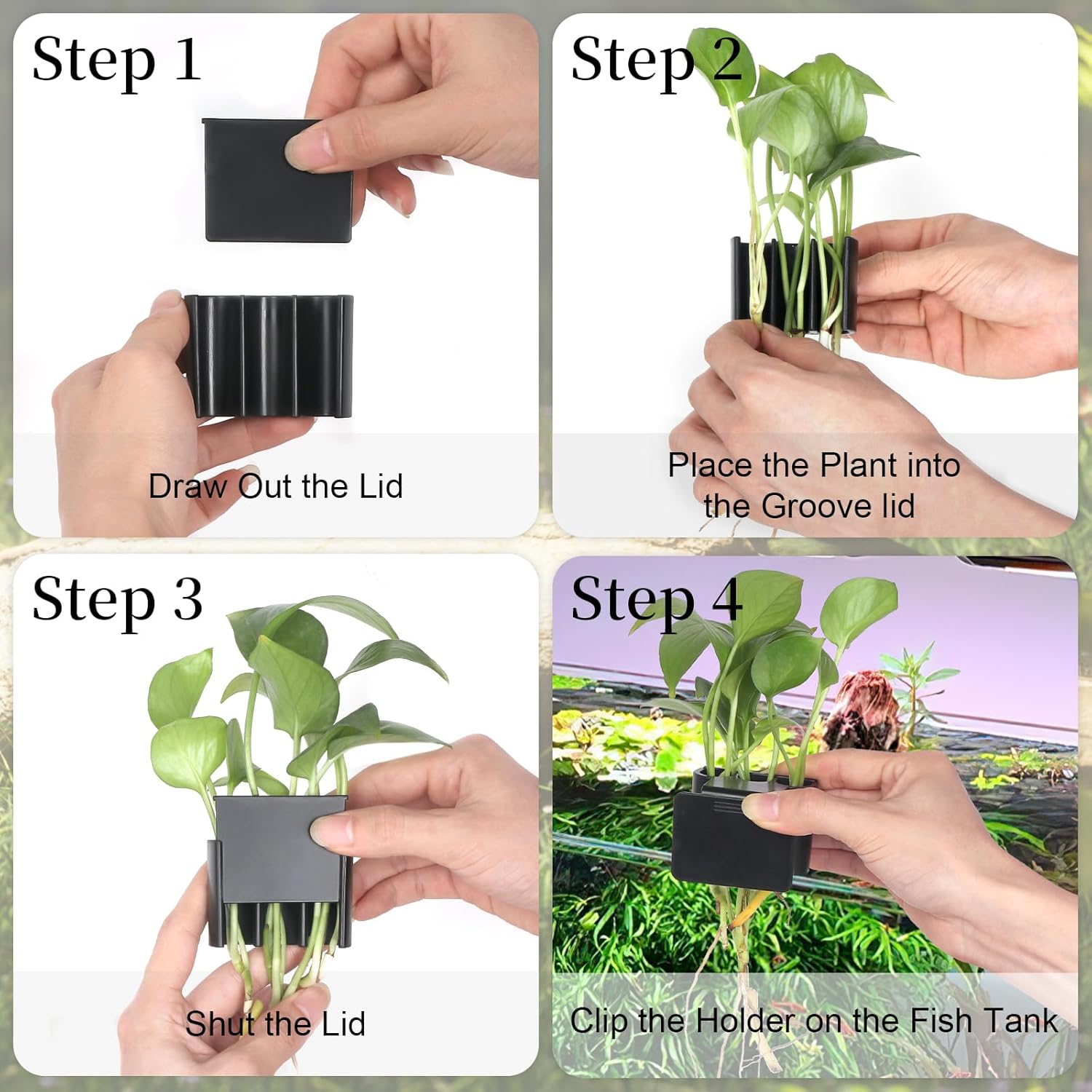 1 Pack Hanging Aquarium Plant Holder – 3 Holes Aquatic Plant Cups, Fish Tank Holder for Aquatic Plants, Ideal for Aquarium Tank Decoration(Black)