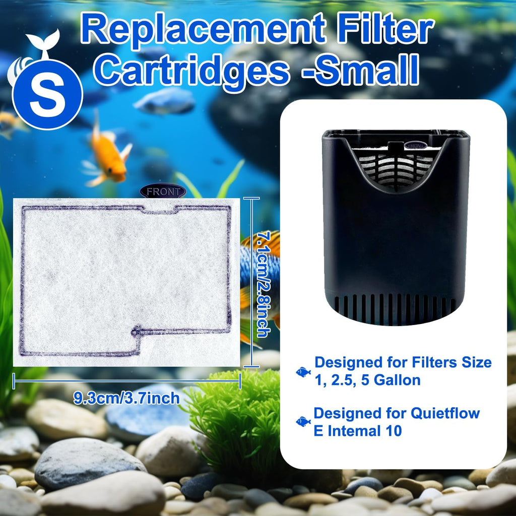 10 Packs Small Replacement Filter Cartridges for Aqueon QuietFlow E Internal Power Filter Size 10 and Minibow Aquarium Filters Size 1/2.5/5 Gallon ﻿
