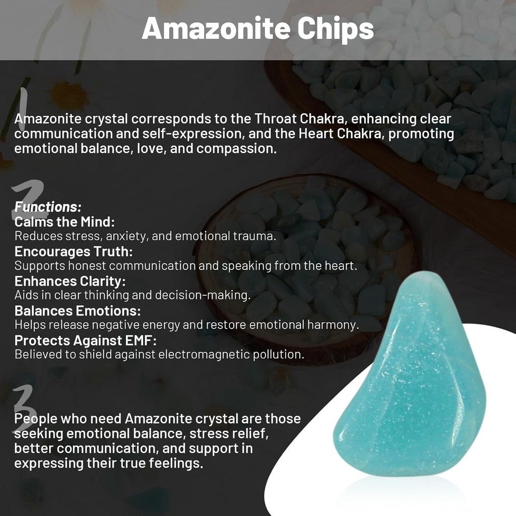 1.1lb Natural Crushed Amazonite Crystal Tumbled Chips-Healing Crystals Chips Bulk, Crushed Crystal Gemstones for Crafts, Beautiful Package for Gift (Amazonite)