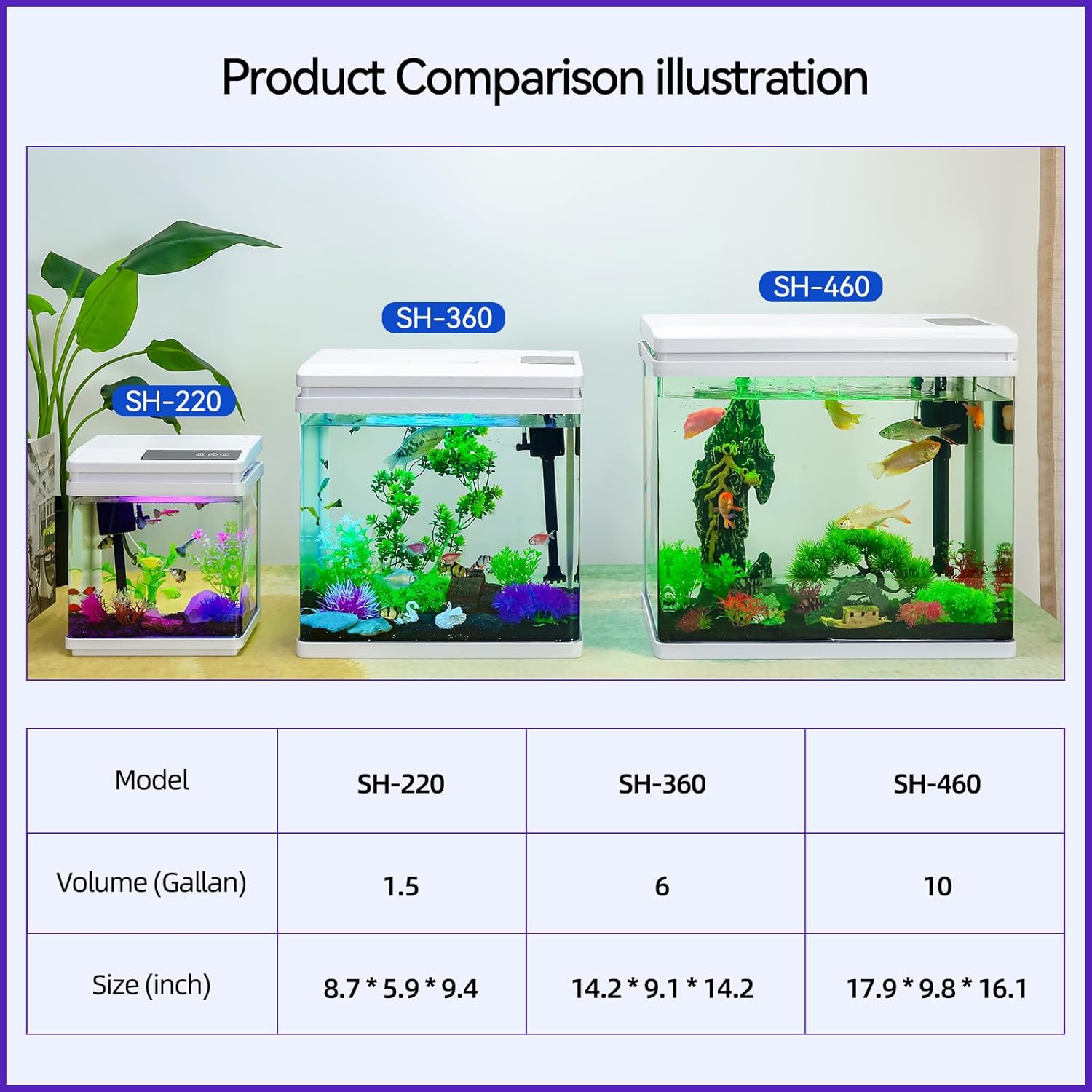 10 Gallon Betta Fish Tank – Features Pre-Set Light Timing, 7 LED Colors, Custom Brightness, High-Def Glass & Multi-Stage Filter Complete Aquarium Kit for Beginners