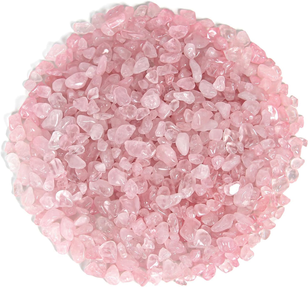 1.1lb Natural Crushed Rose Quartz Crystal Tumbled Chips-Healing Crystals Chips Bulk, Crushed Crystal Gemstones for Crafts, Beautiful Package for Gift (Rose Quartz)