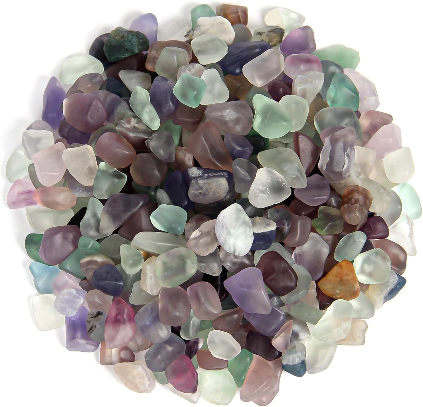 1.1lb Natural Crushed Fluorite Crystal Tumbled Chips-Healing Crystals Chips Bulk, Crushed Crystal Gemstones for Crafts, Beautiful Package for Gift (Fluorite)