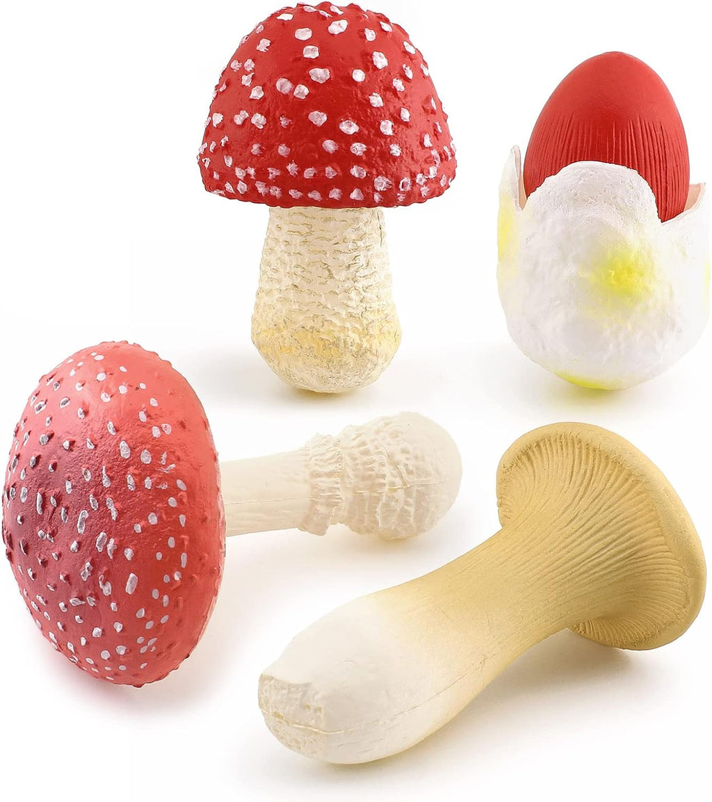 1.5Inch Mushroom Toy Set Fantastic Fungi Figure 4PCS Realistic Life Cycle of Mushroom Decor for Diorama Projects Kids Birthday Gift Learning Toy