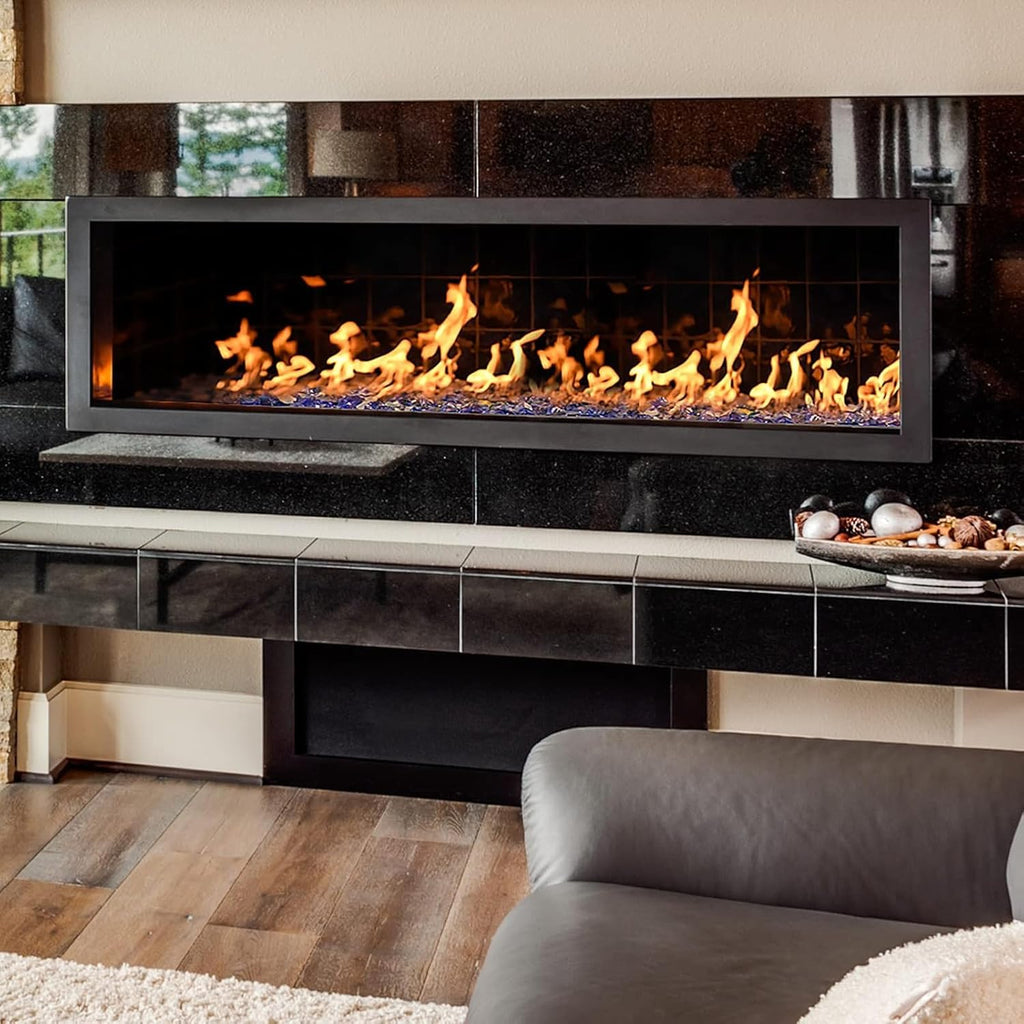 10 lbs Fire Glass for Propane Fire Pit, 1/2 Inch Fire Pit Glass Rocks for Gas Fireplace, Reflective Glass Rocks for Fire Pit Table, Cobalt Blue