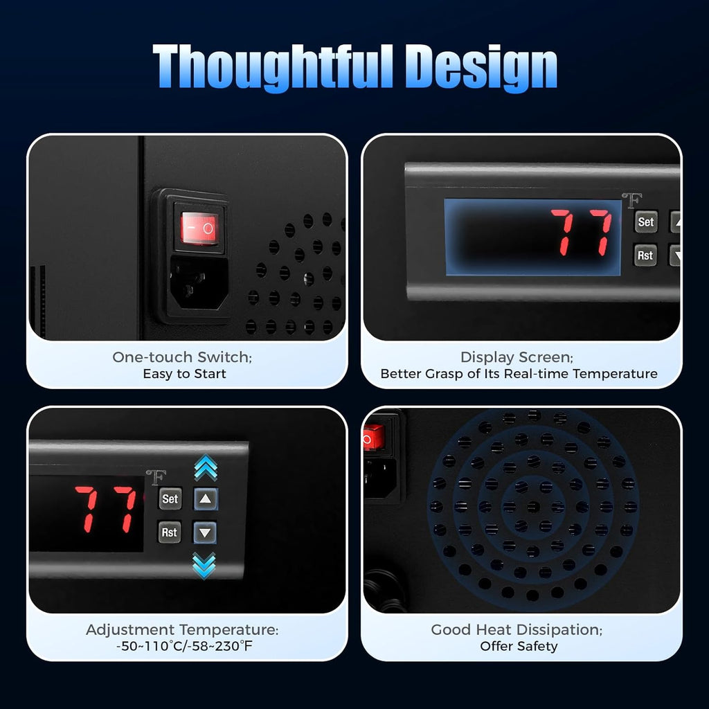 1/3HP Aquarium Chiller, 16Gal Hydroponic Water Chiller, Hydroponics Cooling System with Clear Dispaly & Pump, 50dB Quiet Efficient Water Chiller for Saltwater & Freshwater Fish Tank