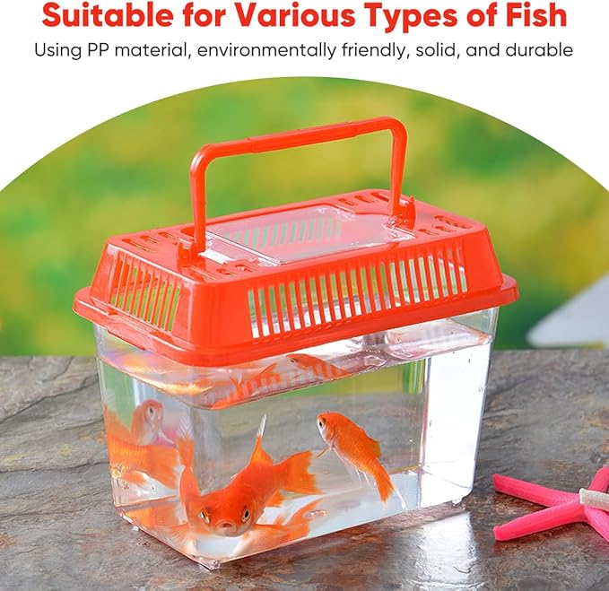 Gatuida Mini Handheld Plastic Fish Tank for Turtles and Easy to Clean and Portable Aquarium Random Lid for Travel and Outdoor Use