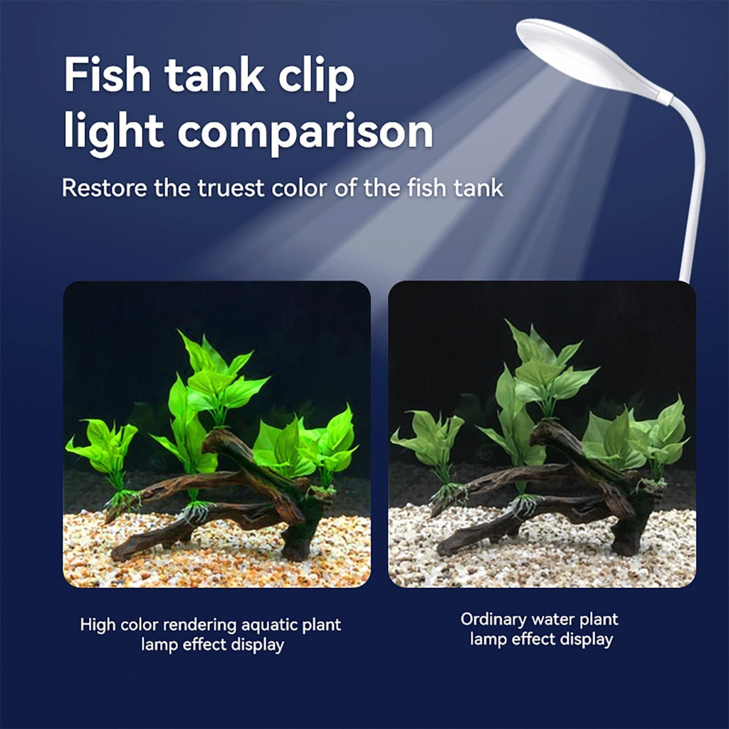 0.5-5 Gallon Fish Tank Clip On Aquarium Light with White Blue Red LEDs Small Aquarium Light,Full Spectrum Fish Tank Light with USB Port and 360 Degrees Flexible Rotate