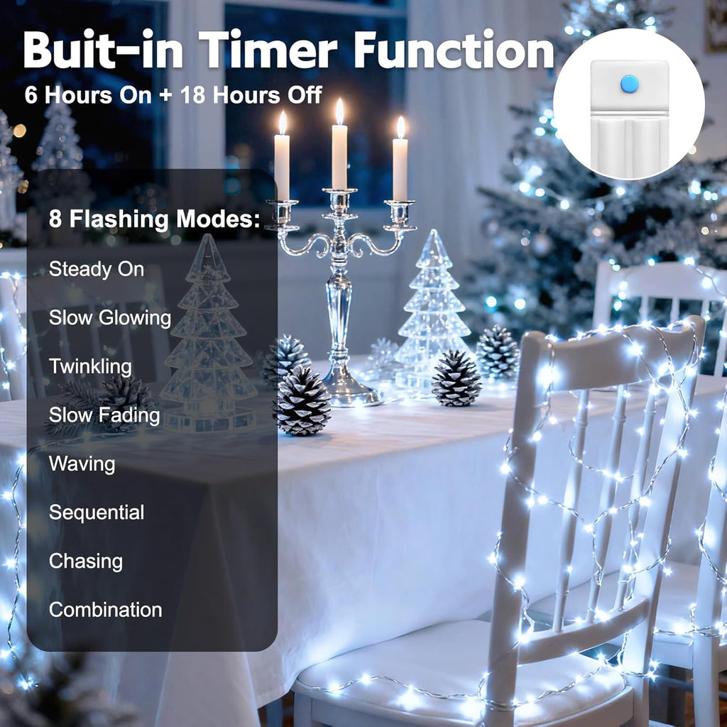 10 Pack Fairy Lights Battery Operated with Timer, 10 Ft 30 LED String Lights Indoor Outdoor, 8 Modes Waterproof Twinkle Lights for Bedroom DIY Crafts Home Party Wedding Christmas Decor, Cool White