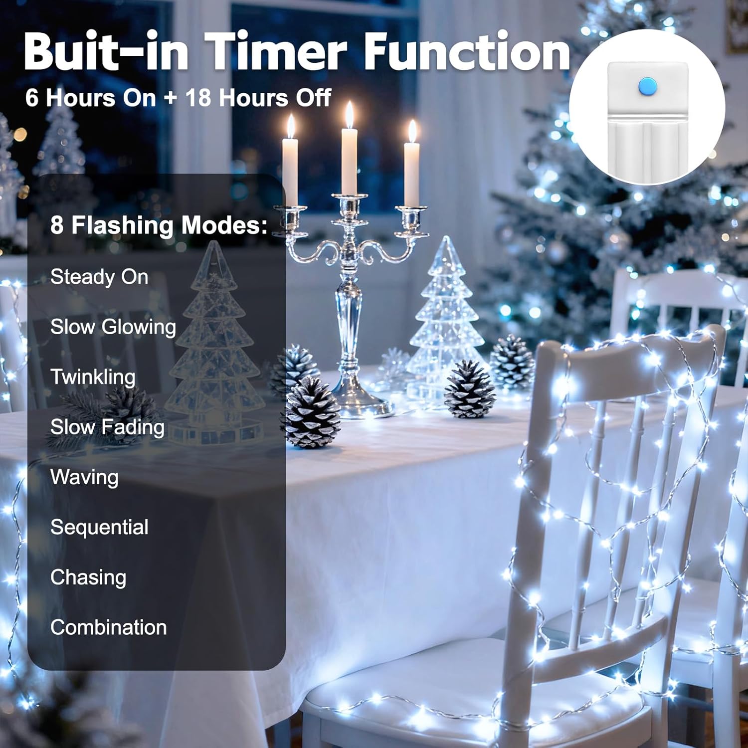 10 Pack Fairy Lights Battery Operated with Timer, 10 Ft 30 LED String Lights Indoor Outdoor, 8 Modes Waterproof Twinkle Lights for Bedroom DIY Crafts Home Party Wedding Christmas Decor, Cool White