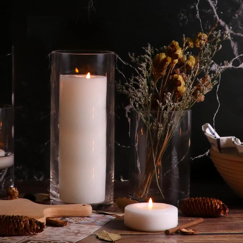 10 Inch Tall Cylinder Vases,Set of 3 Glass Vase for Centerpieces,Clear Flower Vase Decorative Floral Vase for Home Decor,Candle Holder,Wedding Favors(4" W X 10" H)