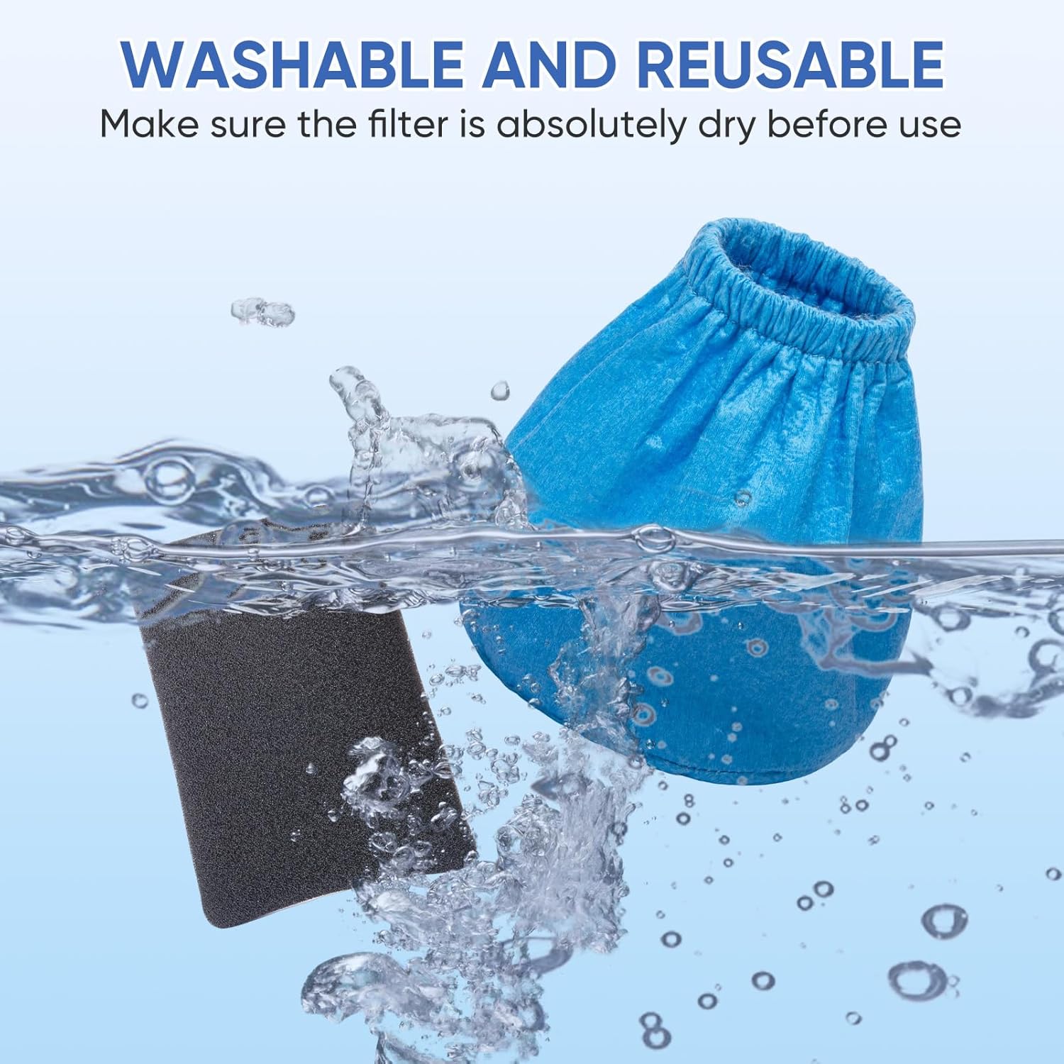 10 Pack VRC2 Cloth Filters + 4 Pack VFF21 Foam Filter Kit Compatible with Vacmaster 1.5 to 3.2 Gallon Wet/Dry Vacuums, Also Fit for Armor All 2.5 Gallon Shop Vacuums AA155 AA256 AA255