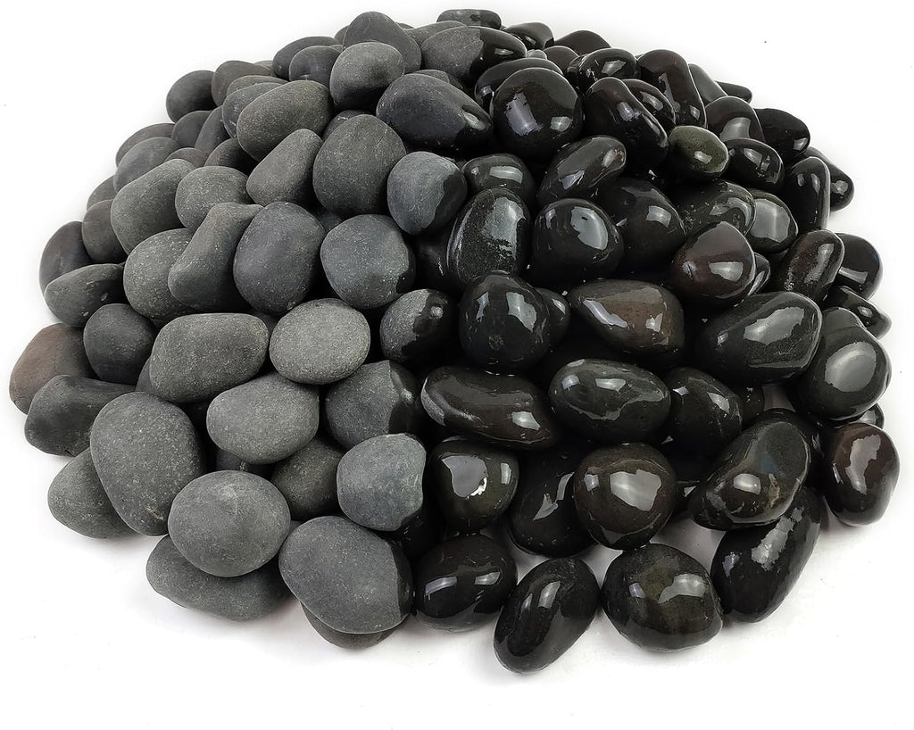 10 lbs Black River Rocks, 1-2 Inch Black Stones Pebbles for Plants, Landscaping, Garden, Aquarium, Backyard and Indoor Water Fountains