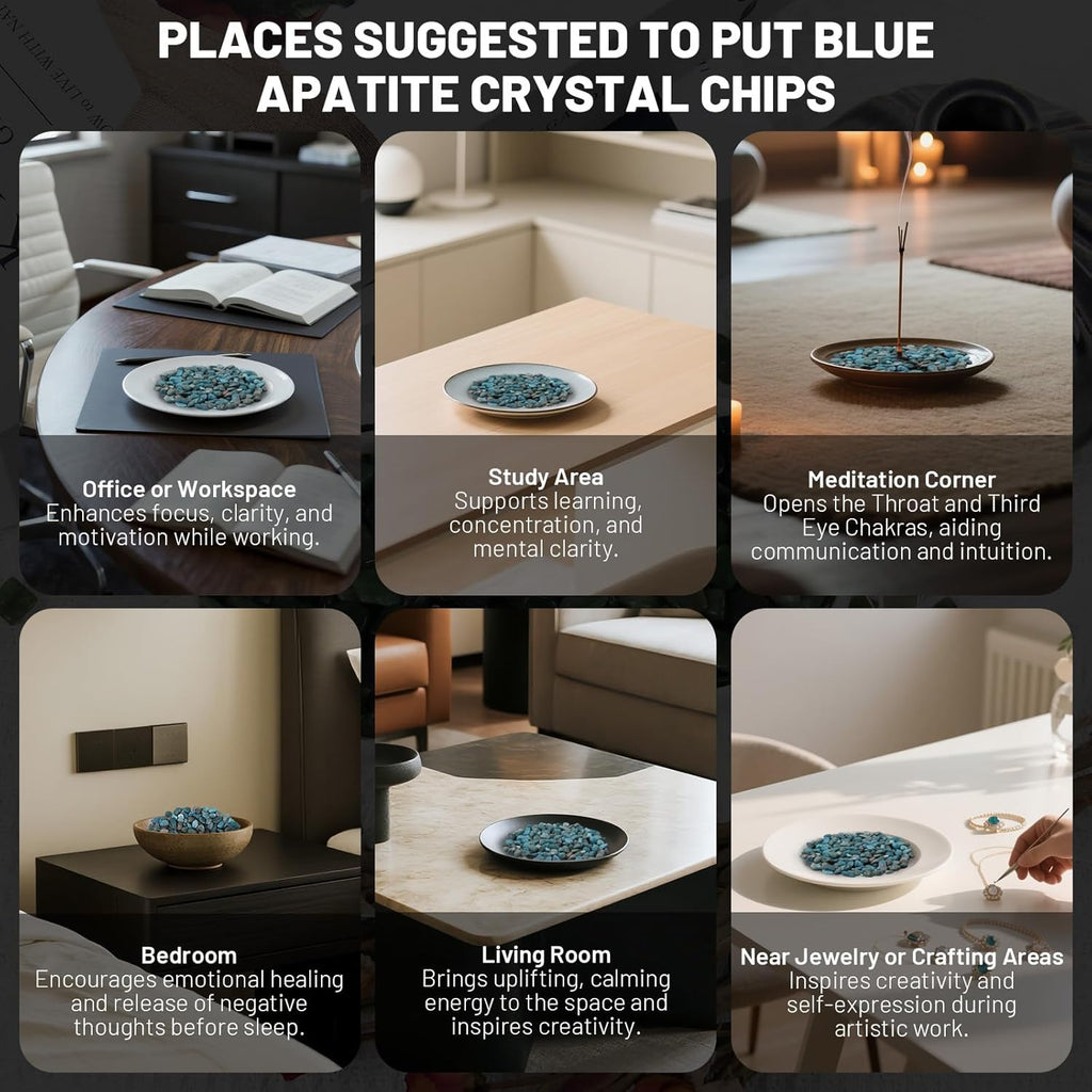 1.1lb Natural Crushed Blue Apatite Crystal Tumbled Chips - Blue Apatite Healing Crystals Chips Bulk, Crushed Crystal Gemstones for Crafts, Beautiful Package for Gift