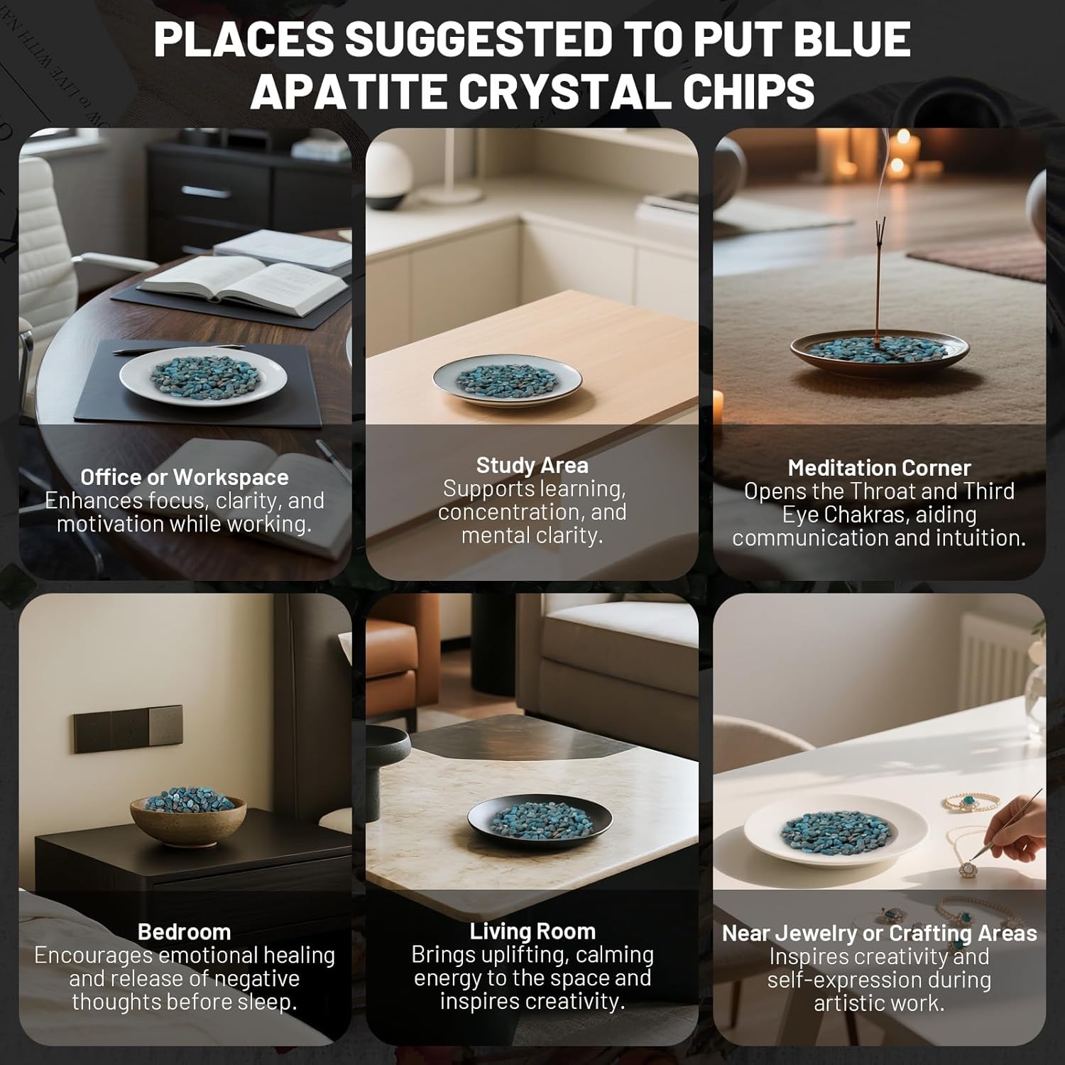 1.1lb Natural Crushed Blue Apatite Crystal Tumbled Chips - Blue Apatite Healing Crystals Chips Bulk, Crushed Crystal Gemstones for Crafts, Beautiful Package for Gift