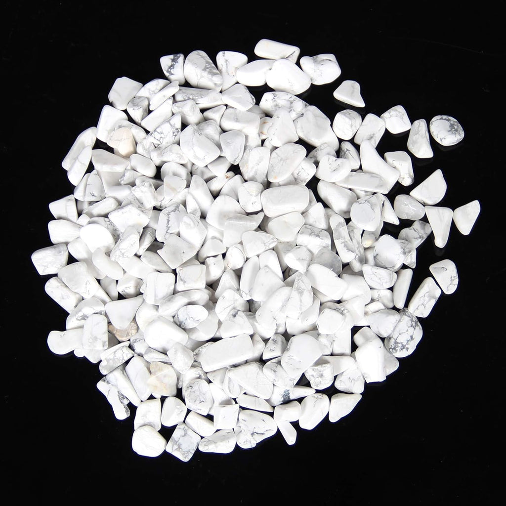 1.1lb Natural Crushed Howlite Crystal Tumbled Chips-Howlite Healing Crystals Chips Bulk, Crushed Crystal Gemstones for Crafts, Beautiful Package for Gift (Howlite)