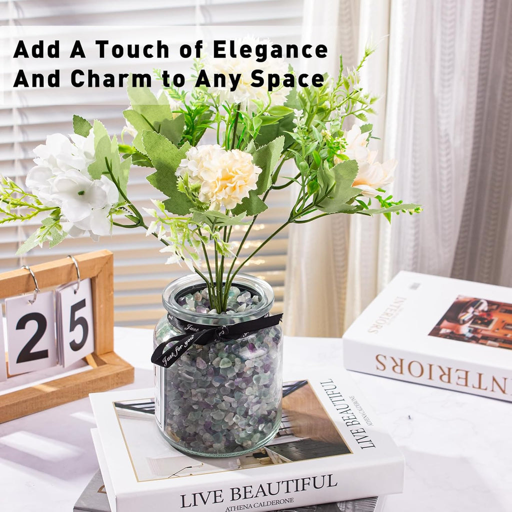 0.5 Lb/230g Fluorite Crystal Chips Stones Decorative Crystal Pebbles, Irregular Shaped Natural Quartz Stones Aquarium Gravel Rocks for Vases Filler, Garden and Fish Tank Decoration