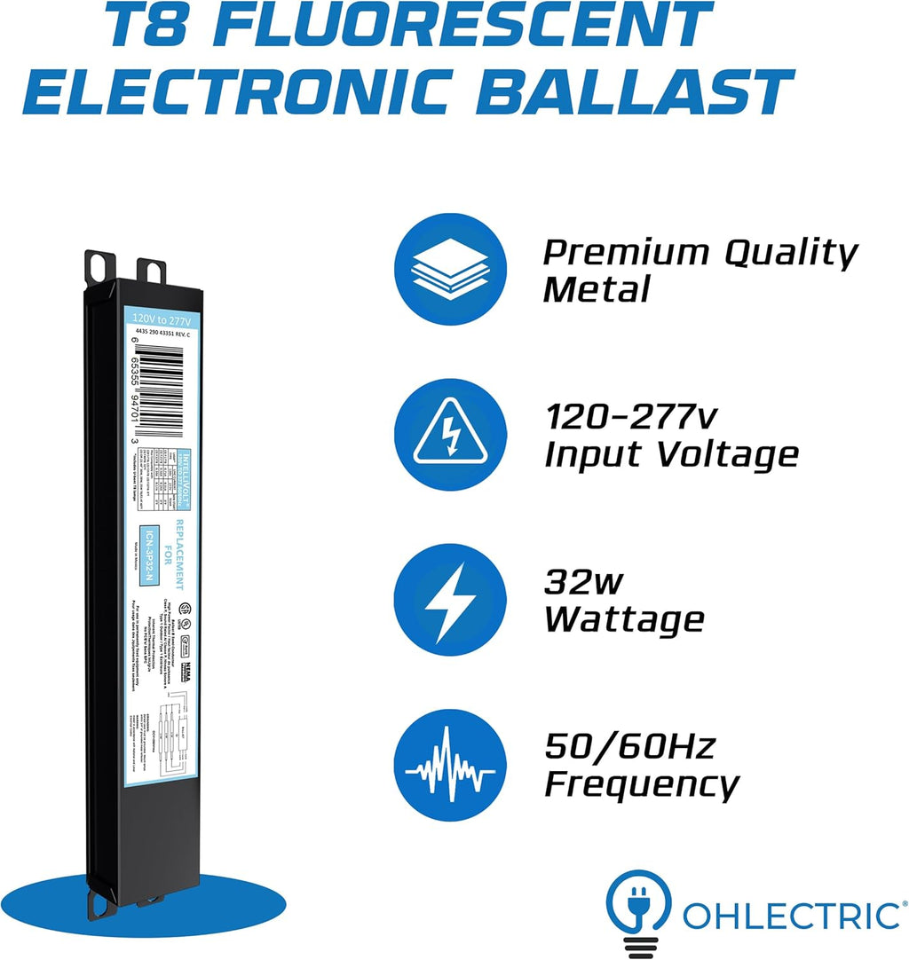 10 Pack - Replacement for ICN-3P32-SC 1, 2 & 3 Lamp T8 Fluorescent Electronic Ballast - 120-277 Volt - Instant Start - UL Approved
