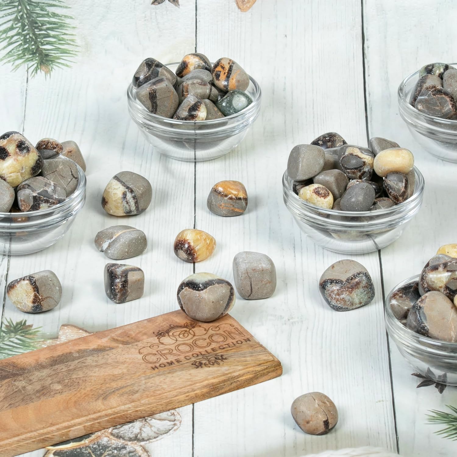 "Crocon 1LB Septarian tumble Stones and Crystals bulk 2000+ Carats Natural Crystal Kit for Reiki Healing Crystal Polished, Tumble Stones, Chakra Balancing, Gift, Home Decor Size : 20-25 mm"