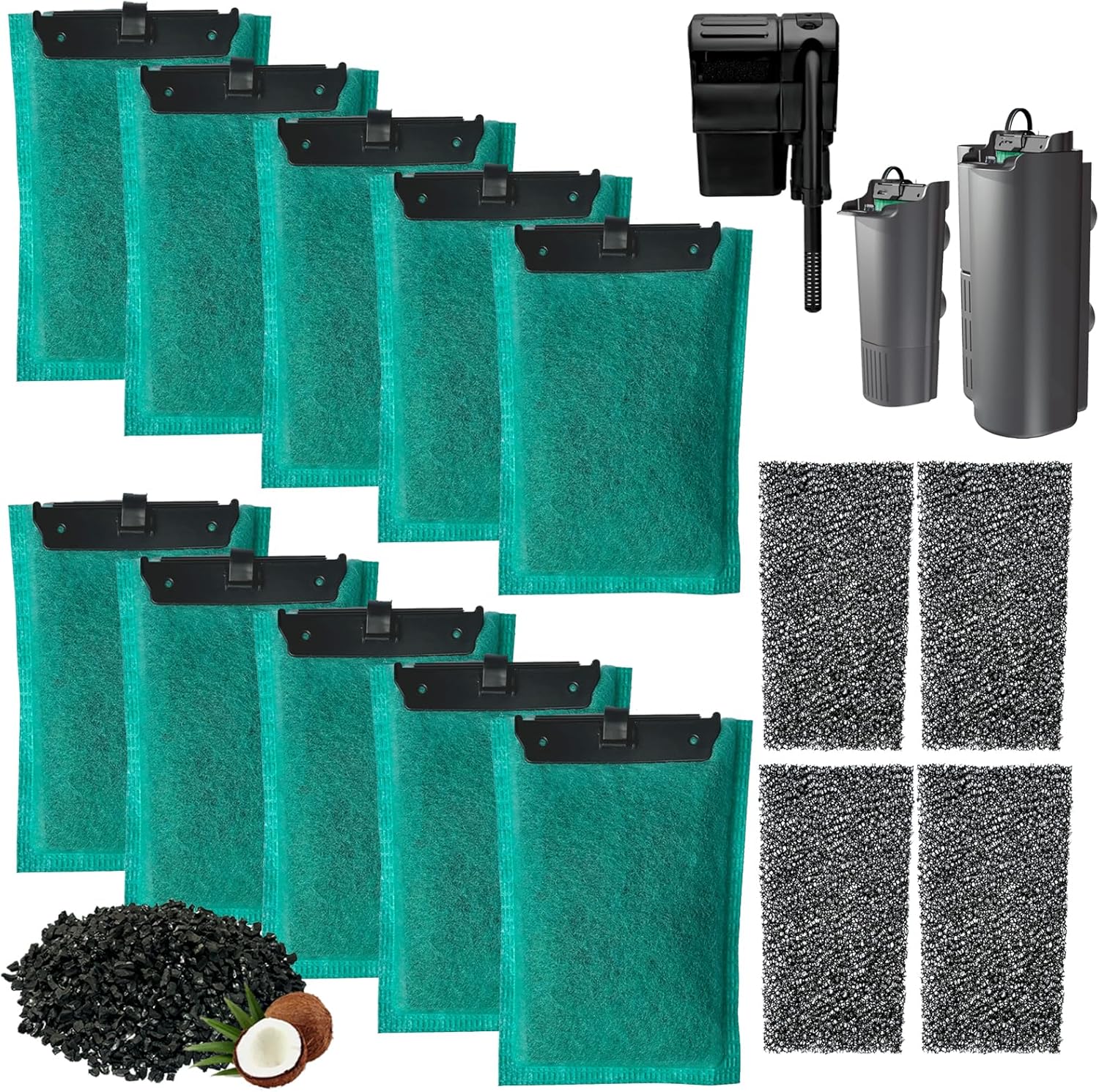 10 Bio-Bag Medium Filter Cartridges with 4 Foam Filters Compatible with Tetra Whisper Internal Power Filter 5-10 Gallons and Whisper Bio-Bag Filters 10i/IQ10/PF10, ReptoFilter 20 Gallons