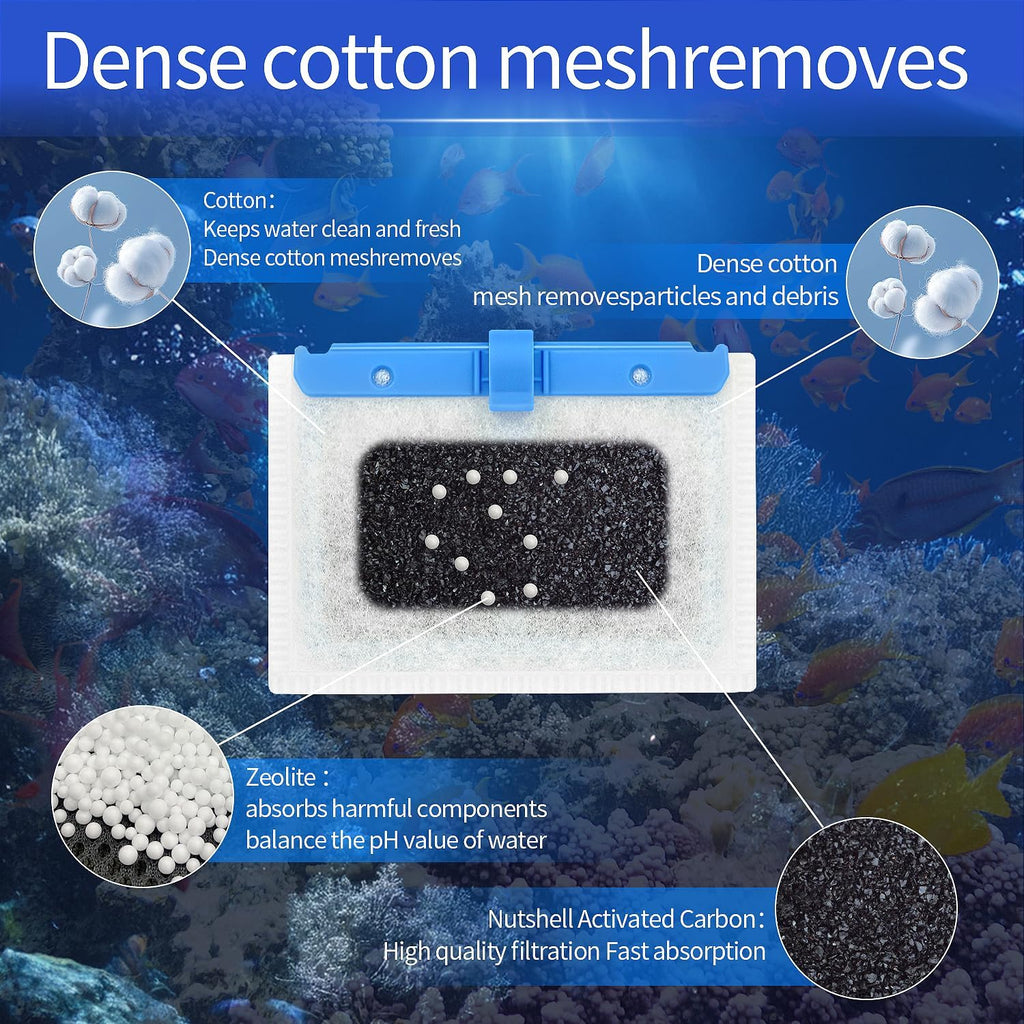 10 Pack Small Replacement Filters Cartridges with Aqueon QuietFlow,Replacement Filter Cartridges with Aqueon QuietFlow with More Activated Carbon,for Minibow Aquarium Filters Size 1/2.5/5 Gallon