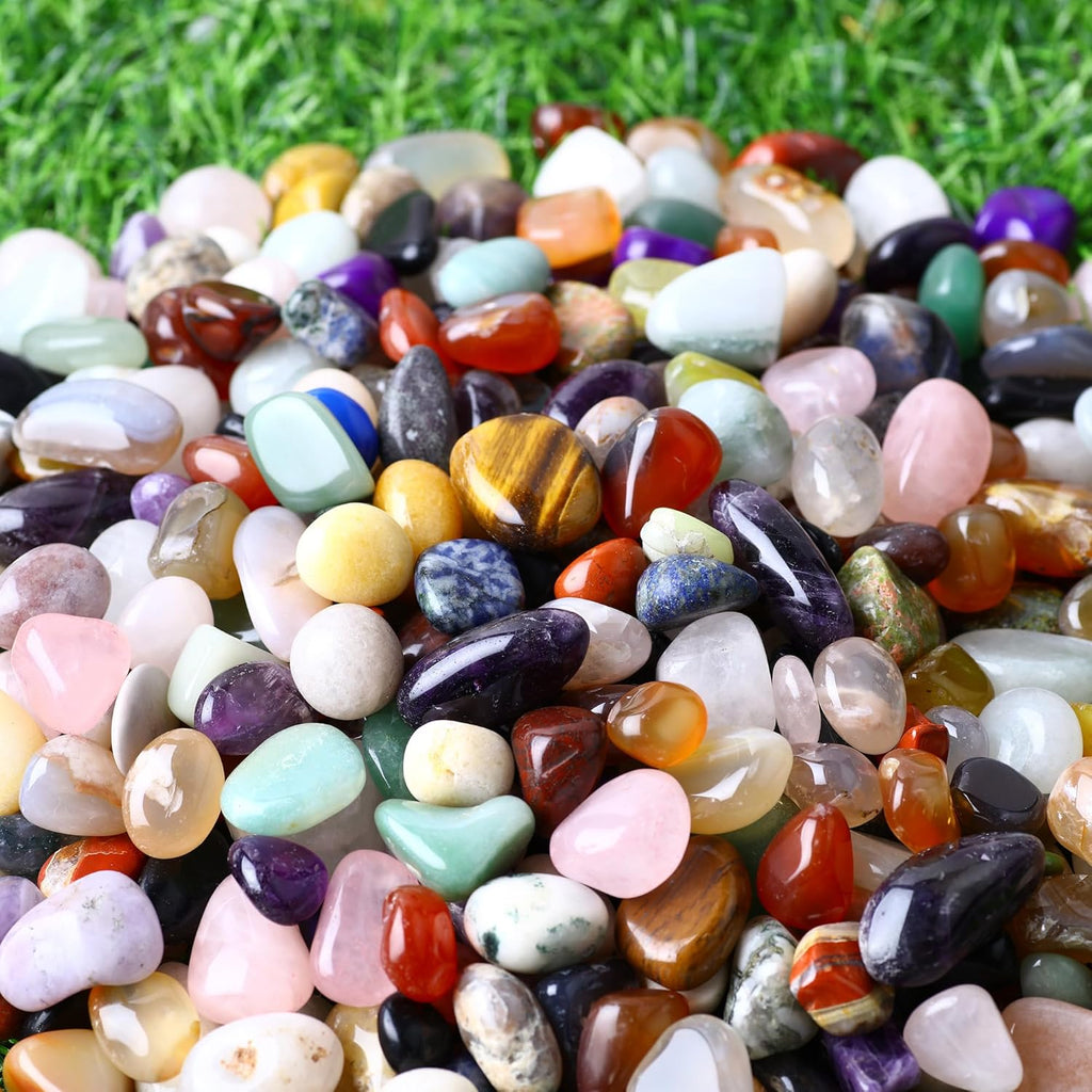 0.62lb Natural Gemstones Crystal Bulk Tumbled Polished Stones Irregular Amethyst Stones Rocks Chakra Colorful Crystal Vase Filler Decor Energy Reiki Beginner Birthday Gifts 0.47to 0.63 in