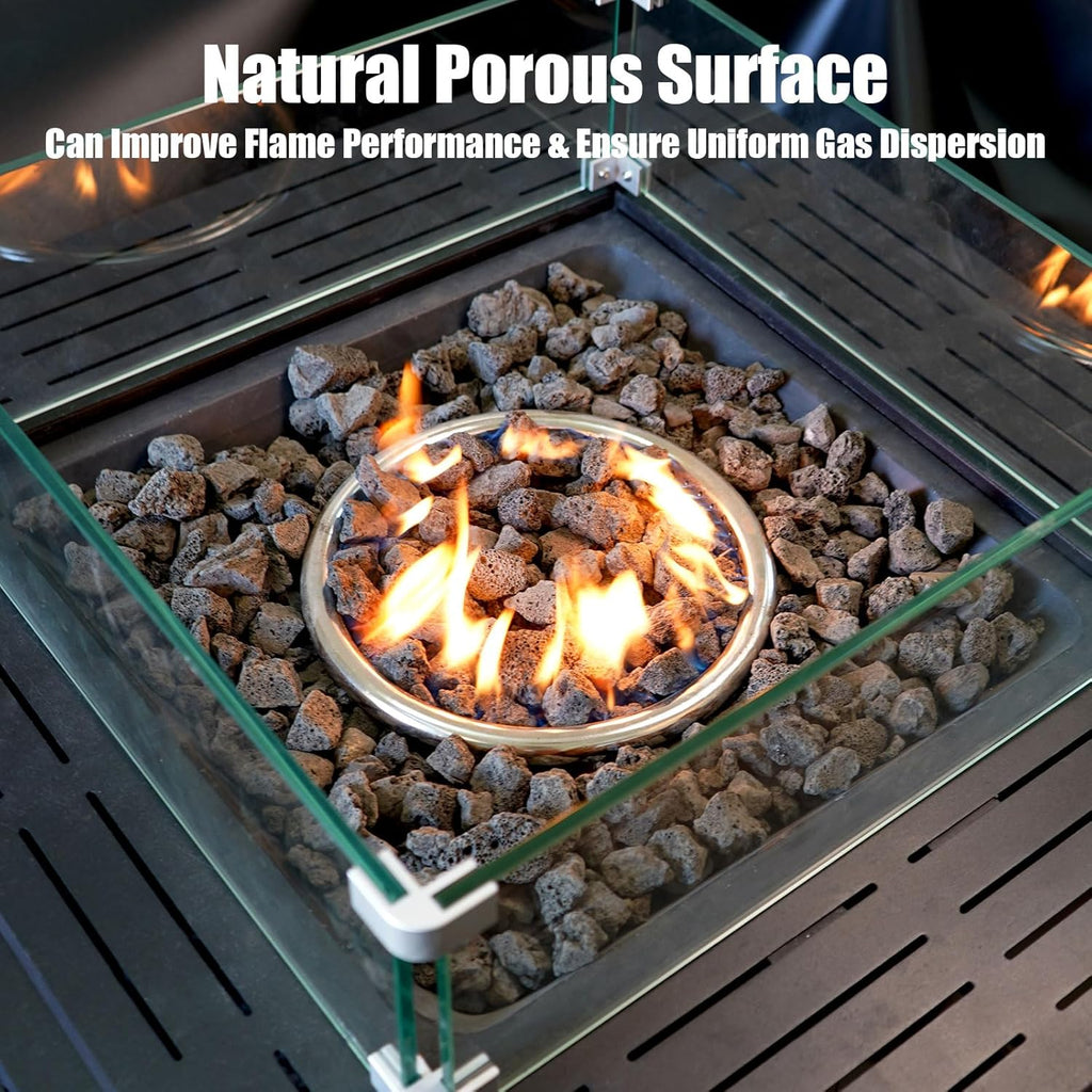 10 lbs Durable Black Lava Stones for Indoor Gas Fireplaces, Fire Pits, and Fire Pit Tables, Gas Fireplace Rocks, 0.8-1.2 Inch Fire Pit Stones for Outdoor Grills and Landscaping