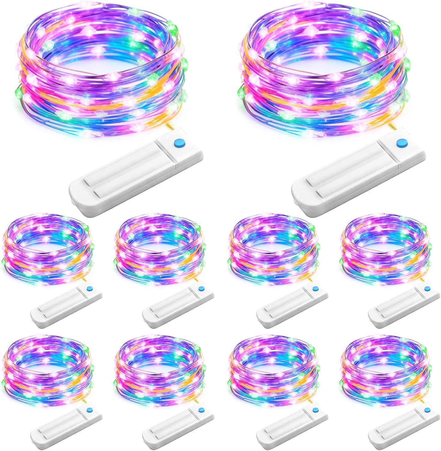 10 Pack Fairy Lights Battery Operated with Timer, 10 Ft 30 LED String Lights Indoor Outdoor, 8 Modes Waterproof Twinkle Lights for Bedroom Dorm DIY Crafts Party Wedding Christmas Decor, Multicolor