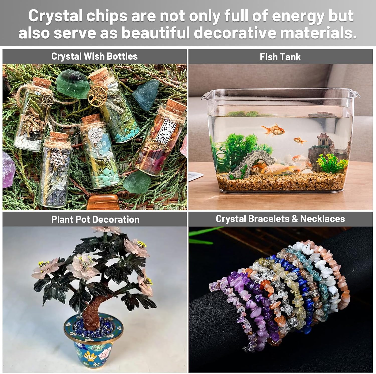 1.1lb Natural Crushed Grey Moonstone Labradorite Crystal Tumbled Chips - Grey Labradorite Healing Crystals Chips Bulk