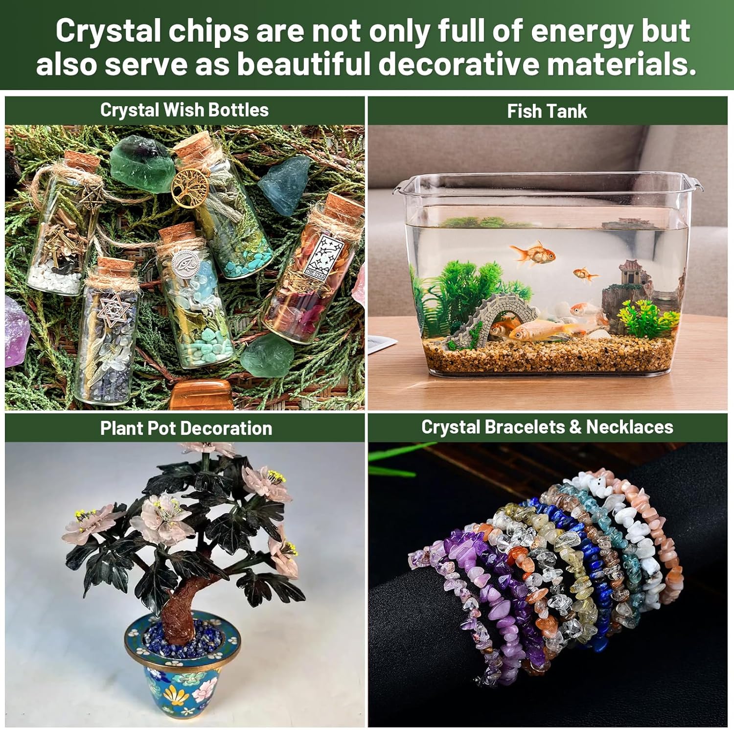 1.1lb Natural Green Jasper Crystal Chips-Healing Crystals Tumbled Chips, Green Jasper Crushed Crystal Gemstones for Crafts, Beautiful Package for Gift