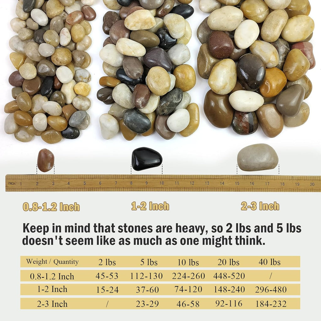 10 lbs Pebbles for Indoor Plants, 2-3 inch Large River Rocks Decorative Stones for Garden, Aquarium, Vase Fillers, Outdoor Landscaping and Backyard