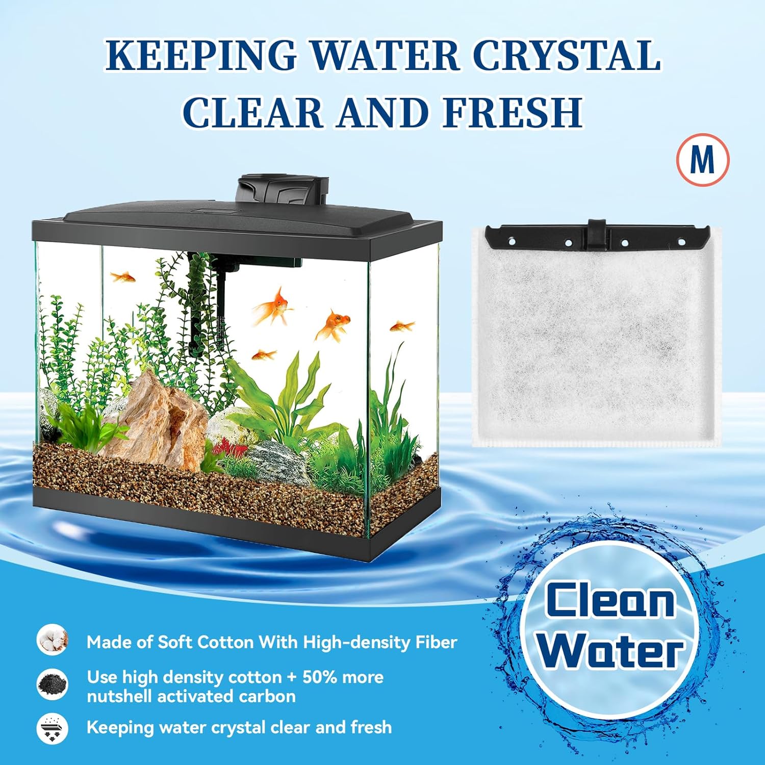 10 Pack Medium Aquarium Filter Cartridges for Aqueon QuietFlow LED PRO Power Filter Size 10 & E Internal Power Filter Size 20