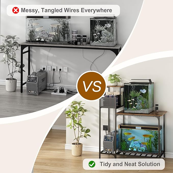 Wisdom Star 10-20 Gallon Aquarium Stands Metal Frame, Fish Tank with Stand with Cabinet Storage, 33.1" L * 15" W Tabletop, 330LBS Capacity, Fits Aquarium,Turtle Tank or Reptile Terrariums, Black