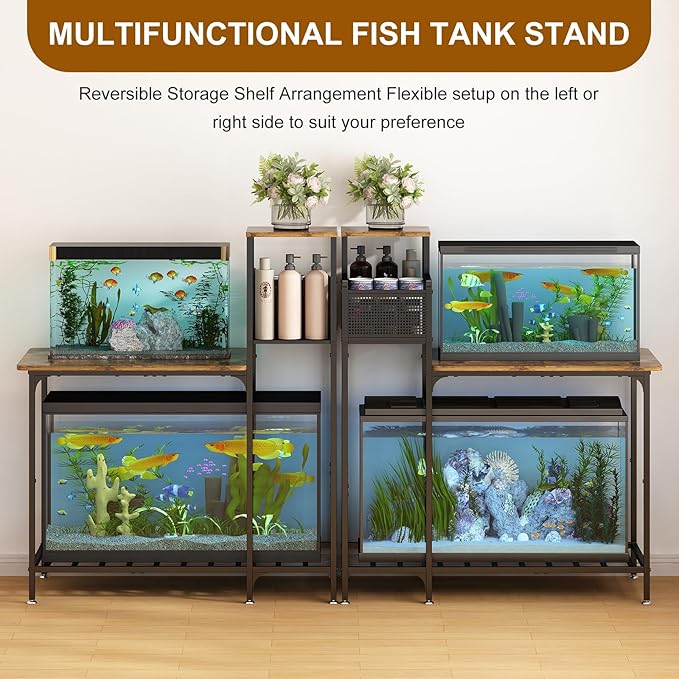 Wisdom Star 10-20 Gallon Aquarium Stands Metal Frame, Fish Tank with Stand with Cabinet Storage, 33.1" L * 15" W Tabletop, 330LBS Capacity, Fits Aquarium,Turtle Tank or Reptile Terrariums, Black