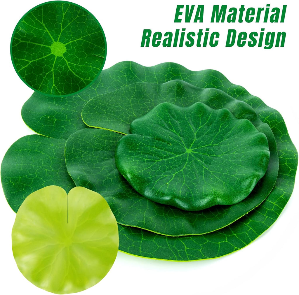 18PCS Lily Pads for Ponds Artificial Pond Plants Floating Flowers for Pool Aquarium Plants Lotus Flower for Fish Koi Pond Accessories for Outdoor Ponds Patio Pond Decorations 3Sizes