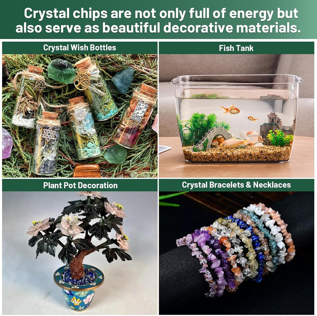 1.1lb Natural Crushed Green Aventurine Quartz Crystal Tumbled Chips-Green Aventurine Healing Crystals Chips Bulk, Crushed Crystal Gemstones for Crafts, Beautiful Package for Gift